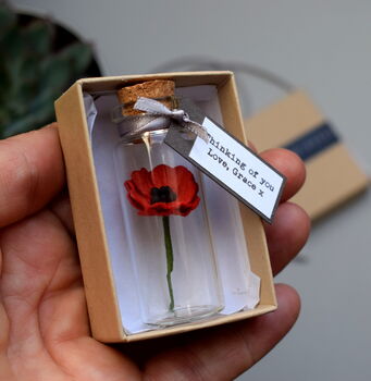 Tiny Paper Poppy In A Bottle Personalised Keepsake, 4 of 7