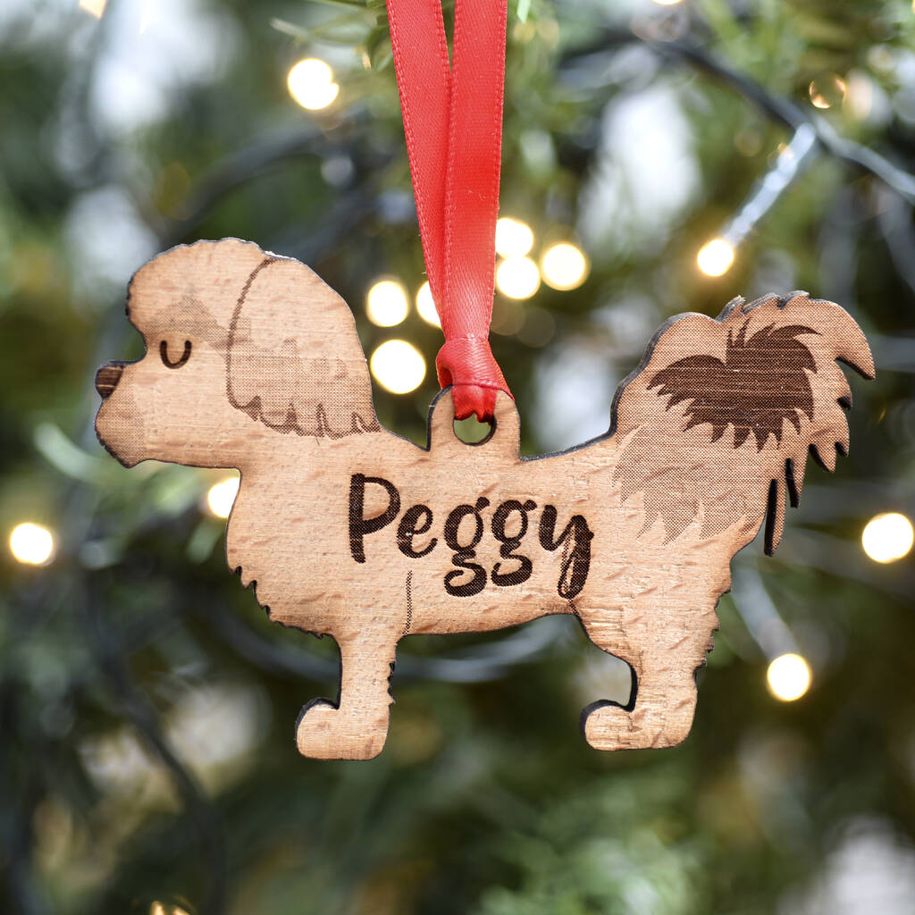 Personalised Shih Tzu Dog Wooden Christmas Decoration By Hoobynoo