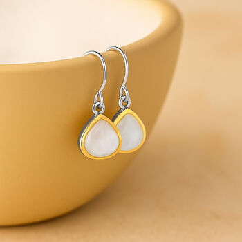 Sterling Silver Mother Of Pearl Drop Earrings, 3 of 4