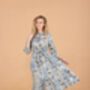 Indian Cotton Indigo Lotus Print Dress, thumbnail 1 of 3