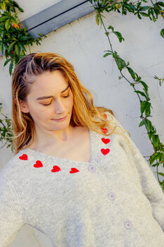 Grey Heart Embroidered Cardigan, 4 of 7