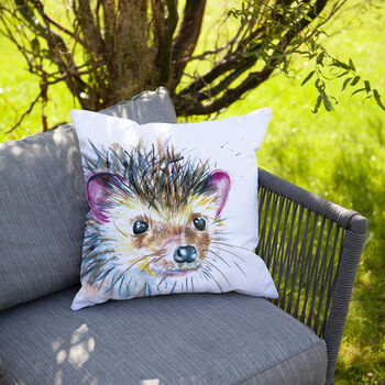 Inky Hedgehog Outdoor Cushion For Garden Furniture, 4 of 9