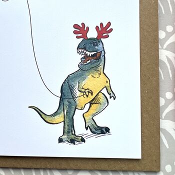 T Rex Dinosaur Christmas Card, 3 of 3