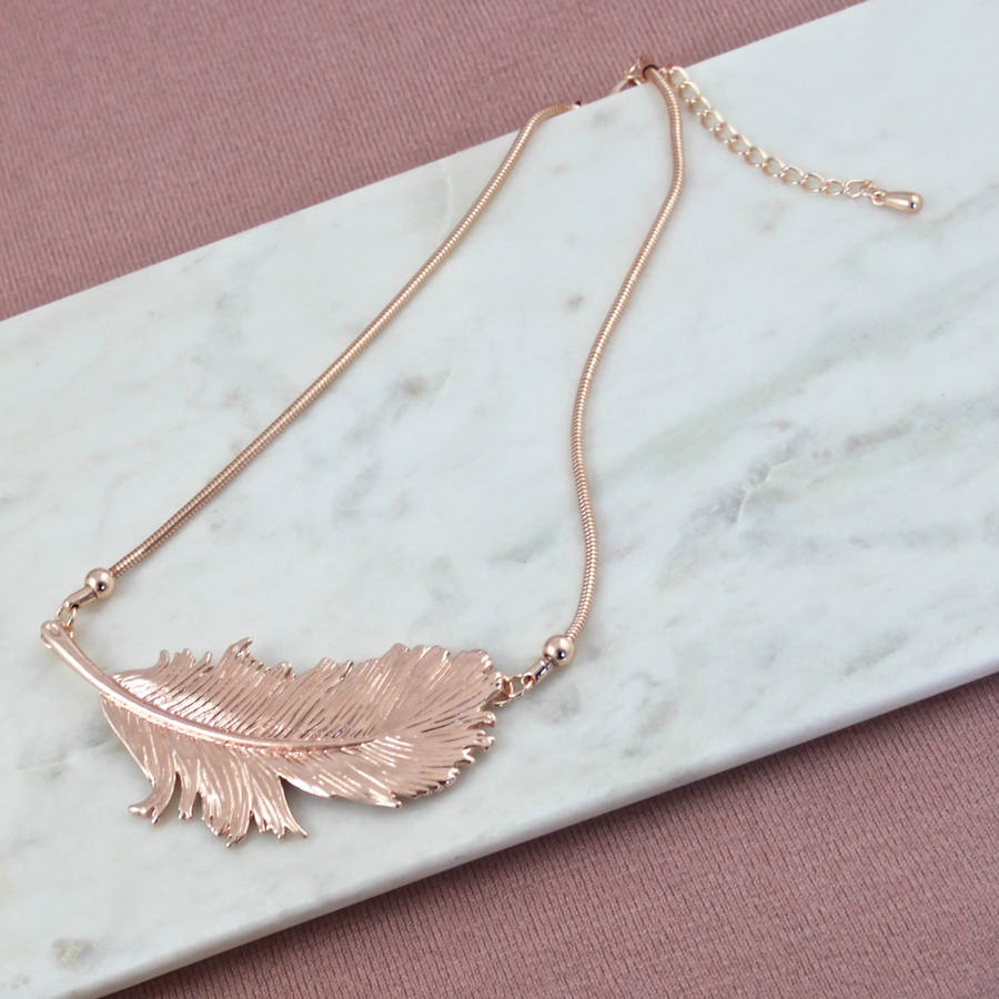 feather of metal necklace by my posh shop | notonthehighstreet.com