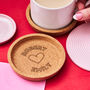 Personalised Set Of Two Cork Heart Coasters, thumbnail 2 of 3