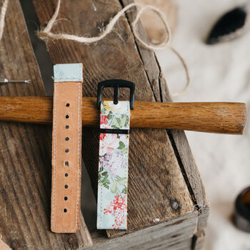'Blossom' Leather Smartwatch Strap; Handmade Watch Band, 6 of 8