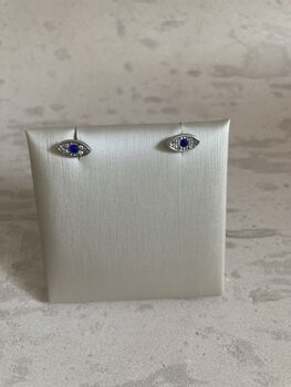 Small Silver Evil Eye Stud Earrings, 3 of 5