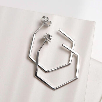 Sterling Silver Hexagon Studs, 3 of 6