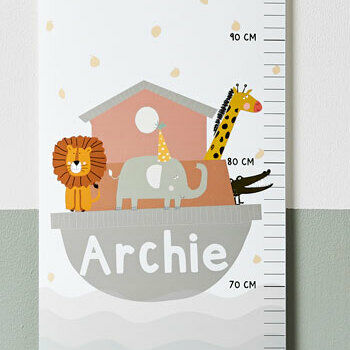 Personalised Noah's Ark Height Chart Christening Gift, 3 of 5