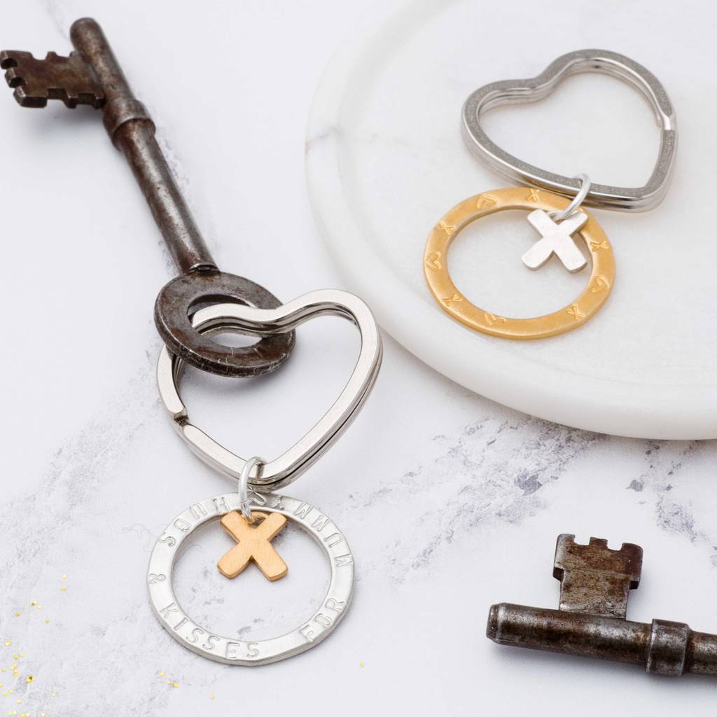 Image of Personalised Hug And A Kiss Keyring