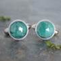 9ct Emerald Cufflink In Sterling Silver, thumbnail 1 of 2