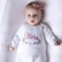 White Personalised Floral Embroidered Long Sleeve Romper, thumbnail 2 of 12