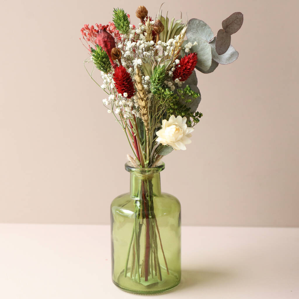 Christmas Market Dried Flower Posy With Vase By Lisa Angel