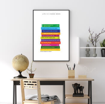 Personalised 'Life Is A Good Book' Book Lovers Print, 4 of 5