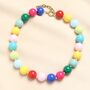Chunky Rainbow Beaded Necklace In Gold Plating, thumbnail 1 of 4