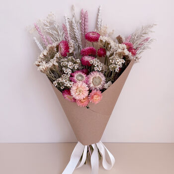 Pink And White Daisy Dried Flower Bouquet, 2 of 8