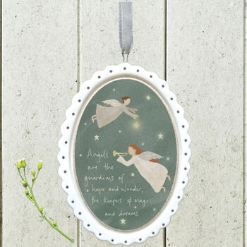 Elegant Oval Porcelain Angel Christmas Decoration, 2 of 5