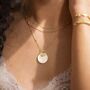 Mother Of Pearl Birth Flower And Birthstone Initial Necklace, thumbnail 4 of 12