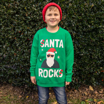 Santa Rocks Boys' Christmas Jumper, 4 of 4