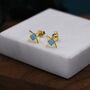 Starburst Blue Opal Stud Earrings In Sterling Silver, thumbnail 4 of 12