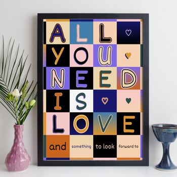 Personalised All You Need Is Love Print Gift, 9 of 12