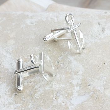 Silver Anchor Shaped Cufflinks, 5 of 8