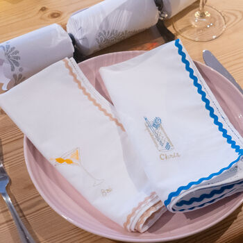 Personalised Embroidered Friendsmas Napkins With Ricrac, 7 of 8