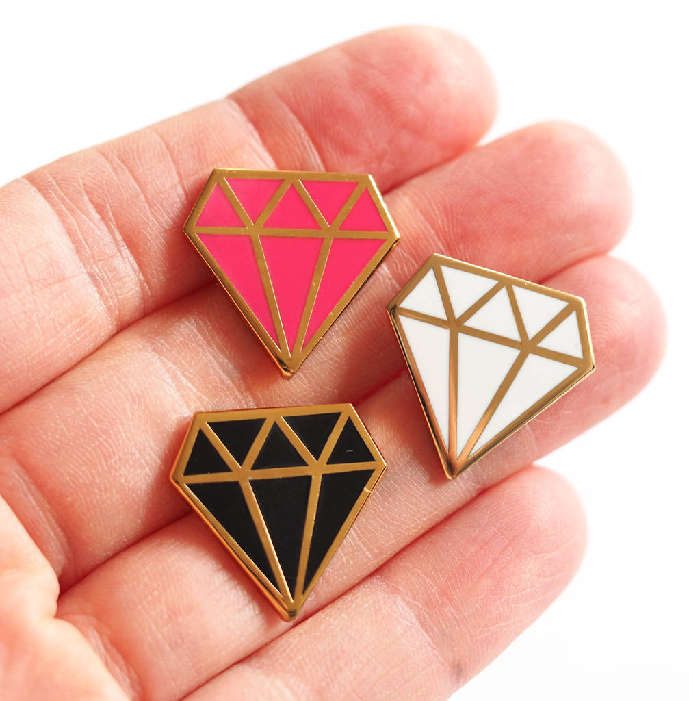 Single Enamel Diamond Pin | Etsy