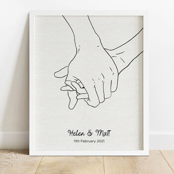Personalised Holding Hands Wedding Print, 4 of 6