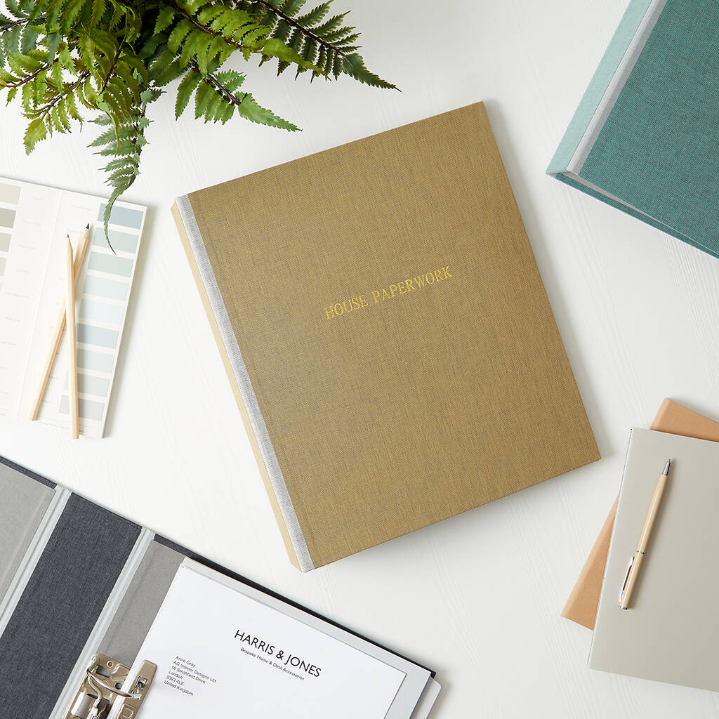 Luxury Personalised Lever Arch File In Linen By Harris & Jones Ltd