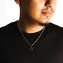 Men's Silver Emblem Black Pendant Necklace Chain, thumbnail 2 of 9