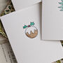 Pack Of Six Christmas Tree And Pudding Cards, thumbnail 2 of 5