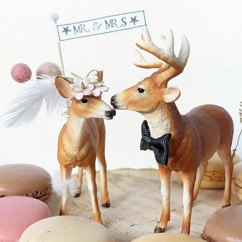 Personalised Wedding Buck And Doe Animal Cake Toppers, 1 of 6