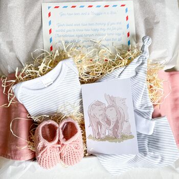 Luxury New Baby Gift Set Hamper Box. Green, Beige, Grey, Pink Or Blue, 2 of 8
