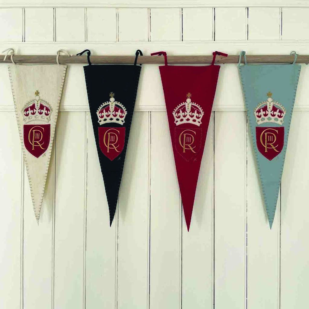 Souvenir Coronation Pennant In Embroidered Pure Wool, 1 of 9