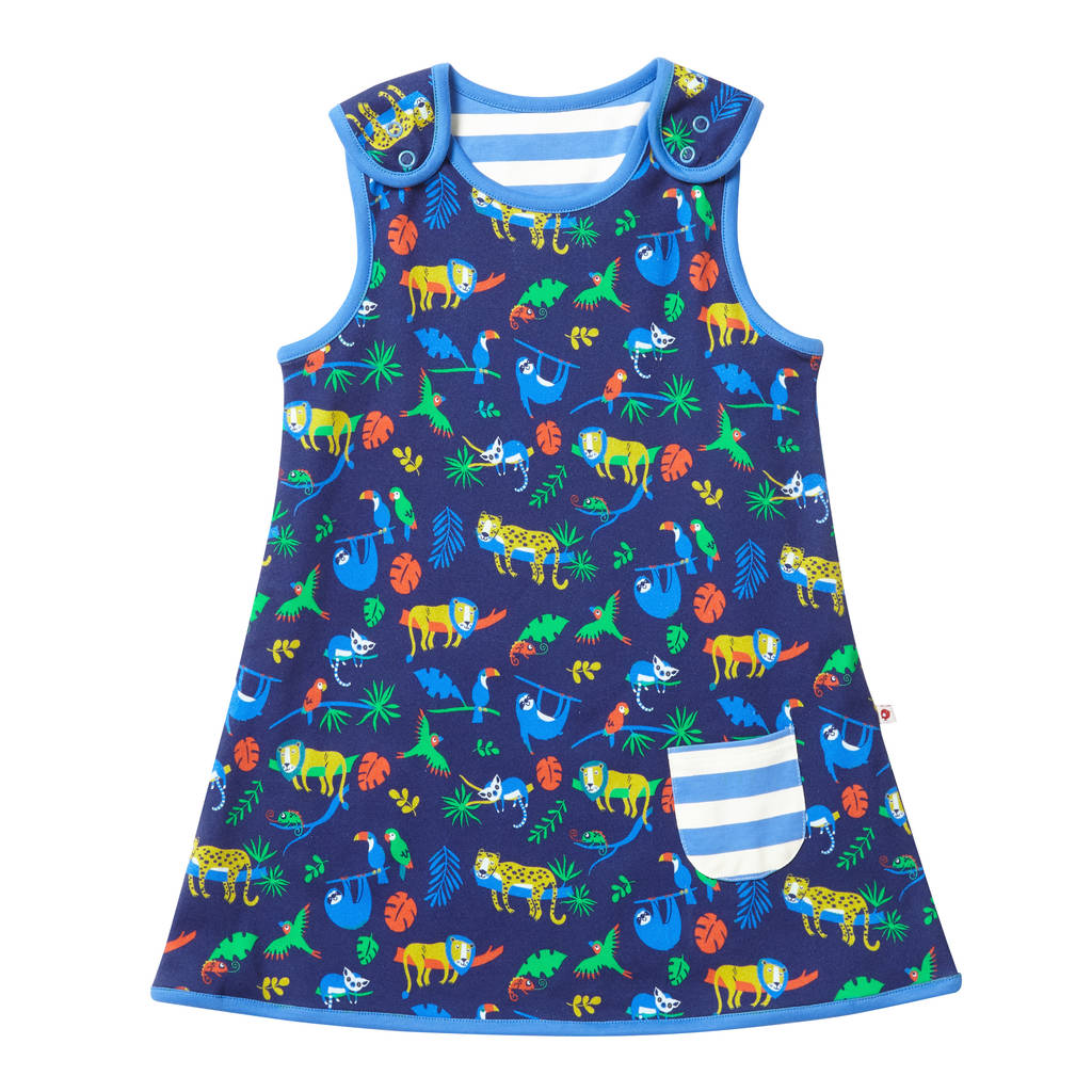 baby girls safari jungle reversible sleeveless dress by piccalilly ...