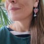 Novelty Face Painted Heart Picasso Earrings With Stand, thumbnail 2 of 7