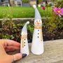 Ceramic Snowman With Tall Hats Pair, thumbnail 1 of 5