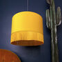 Yellow Velvet Lampshades With Gold Lining And Fringing, thumbnail 2 of 11