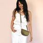 Woven Vegan Leather Half Moon Crossbody Bag, thumbnail 11 of 12
