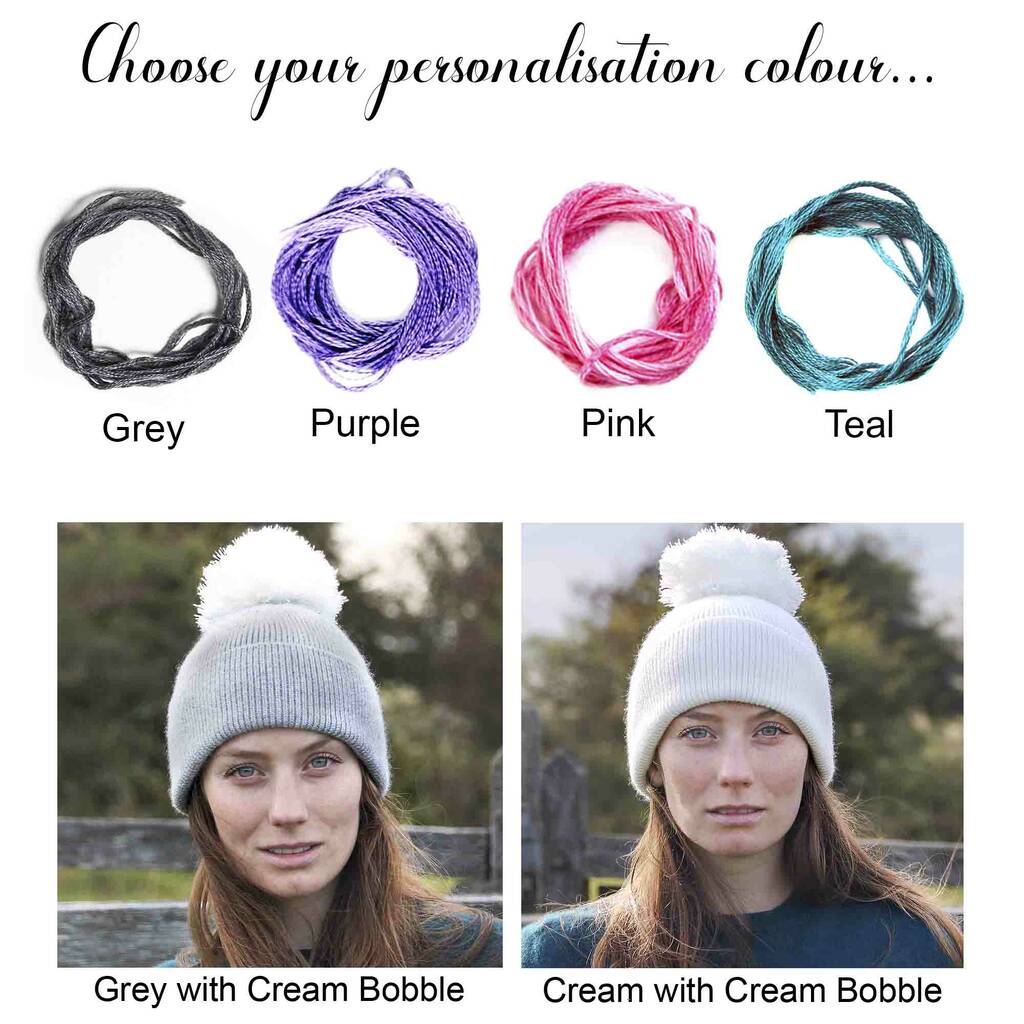 Ladies Personalised Soft Cashmere Wool Bobble Hat Gift By StephieAnn