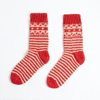 Striped Fair Isle Socks Knitting Kit, 4 of 9