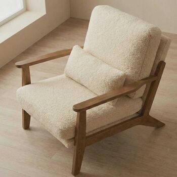 Boucle Khaki Accent Chair Armchair Living Room, 3 of 5