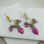 Ruby, Topaz Pink Quartz Chandelier Earrings, thumbnail 1 of 5