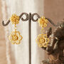 Gold Plated Filigree Double Drop Flower Stud Earrings, thumbnail 7 of 8