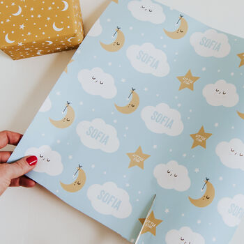 New Baby Personalised Cloud Wrapping Paper, 2 of 2