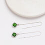 Emerald Green Pull Through Earrings, thumbnail 3 of 3