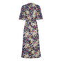 Wrap Dress In Blue And Pink 1940's Floral Print Crepe, thumbnail 3 of 3