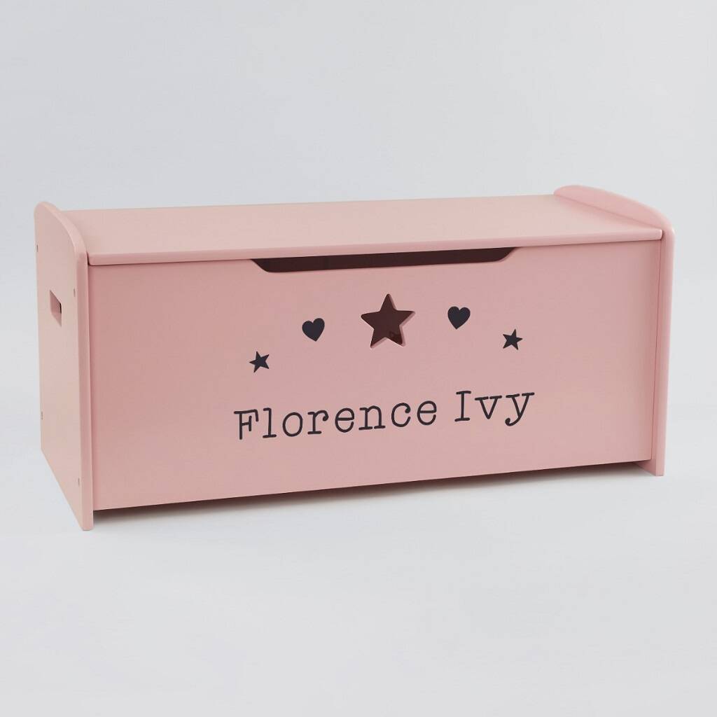 Personalised Large Pink Hearts Design Toy Box By My 1st Years