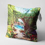 Peacock Cushion Cover With Landscape Painting, thumbnail 3 of 7